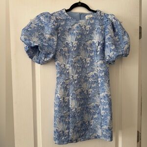 Lena Blue Floral Puff Sleeve Dress